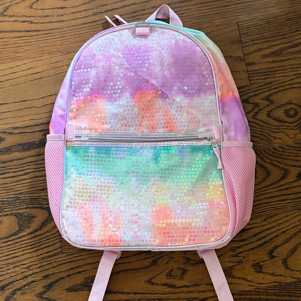 Kids nwot Iridescent Sequin Pastel Backpack - Pink Multicolor